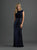 Madison James - 18-806M Lace and Sequined Jewel Satin Sheath Dress In Blue