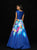 Madison James - 18-813M Cap Sleeves Floral Print Mikado Ballgown In Blue and Multi-Color