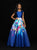 Madison James - 18-813M Cap Sleeves Floral Print Mikado Ballgown In Blue and Multi-Color