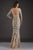 Feriani Couture - 18007 Long Sleeved Beaded Lace Sheath Gown In Neutral