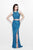 Primavera Couture - Two Piece Long Gown with Slit 1801 in Blue