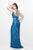 Primavera Couture - Two Piece Long Gown with Slit 1801 in Blue
