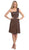 Eureka Fashion - 1801 Rosette Strap Empire Waist Cocktail Dress In Brown