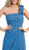 Eureka Fashion - 1801 One Shoulder  Rosette Strap Cocktail Dress In Blue