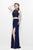 Primavera Couture - Two Piece Fitted Long Dress with Slit 1803 in Blue