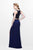 Primavera Couture - Two Piece Fitted Long Dress with Slit 1803 in Blue