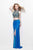 Primavera Couture - Two Piece Fitted Long Dress with Slit 1803 in Blue