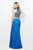 Primavera Couture - Two Piece Fitted Long Dress with Slit 1803 in Blue