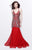 Primavera Couture - V-Neck Sequined Mermaid Gown 1806 in Red