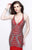 Primavera Couture - V-Neck Sequined Mermaid Gown 1806 in Red