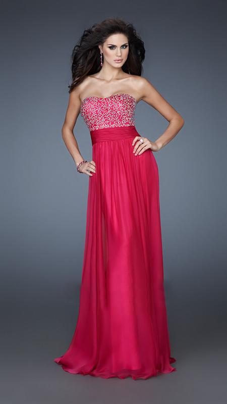 La Femme - Embellished Strapless Sweetheart A-line Dress 18066 In Pink