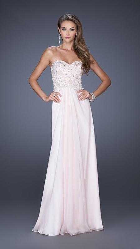 La Femme - 18069 Jeweled Sweetheart Chiffon Dress In Pink