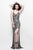 Primavera Couture - Long Beaded Dress with Slit 1807 in Gray