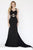 Jolene Collection - 18084 Beaded V-neck Sheath Dress In Black and Multi-Color