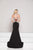Colors Dress - 1810 Embellished Halter Neck Trumpet Dress in Black