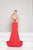 Colors Dress - 1810 Embellished Halter Neck Trumpet Dress in Red