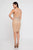 Terani Couture - 1811C6019 Embellished Deep V-neck Sheath Dress In Neutral