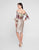 Terani Couture - 1811C6022 Puffed Quarter Sleeve Floral Designed Dress In Neutral and Multi-Color