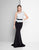 Terani Couture - 1811E6100 Lace Asymmetric Peplum Sheath Dress In White and Black