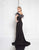 Terani Couture - 1811E6105X Feathered Off The Shoulder Evening Gown In Black
