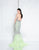 Terani Couture - 1811GL6407 Silver Embellished Halter Mermaid Dress In Silver and Green