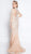 Terani Couture - 1811GL6451X Applique Long Sleeve High Trumpet Dress In White and Nude