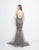 Terani Couture - 1811GL6474 Embellished Plunging V-neck Mermaid Dress In Gray and Red
