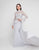 Terani Couture - 1811M6561 Beaded High Mermaid Dress In Gray and Neutral
