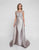 Terani Couture - 1811M6566X Embellished Illusion Gown with Overskirt In Gray