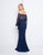 Terani Couture - 1811M6570 Embellished Off-Shoulder Sheath Dress In Blue and Neutral