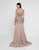 Terani Couture - 1811M6573 Long Sleeve Intricate Lace Queen Anne Gown In Neutral and Brown