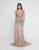 Terani Couture - 1811M6573 Long Sleeve Intricate Lace Queen Anne Gown In Neutral and Brown