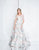 Terani Couture - 1811M6574 Strapless Floral Gown with Shawl In Pink and Green