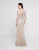 Terani Couture - 1811M6575 Embellished V-neck A-line Dress In Silver and Neutral