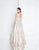 Terani Couture - 1811M6584 Floral Illusion Bateau A-line Dress In Neutral