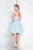 Terani Couture - 1811P5102 Embroidered Sweetheart Plunge Short Dress In Blue and Neutral