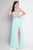 Terani Couture - 1811P5214 Pearl Beaded Strapless Chiffon Gown In Green and Neutral