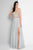 Terani Couture - 1811P5214 Pearl Beaded Strapless Chiffon Gown In Silver and Neutral