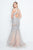 Terani Couture - 1811P5512 Two Tone Beaded Tulle Mermaid Dress In Silver and Nude
