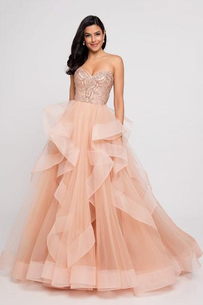 Terani Couture - 1811P5731 Strapless Beaded Sweetheart Ballgown In Nude