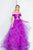 Terani Couture - 1811P5838 Off Shoulder Plunging Illusion Mikado Gown In Purple