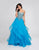 Terani Couture - 1811P5839 Strapless Sweetheart Beaded Basque Ballgown In Blue and Neutral