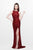 Primavera Couture - Glittering Long Beaded Dress with Slit 1811 in Red
