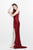 Primavera Couture - Glittering Long Beaded Dress with Slit 1811 in Red