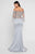 Terani Couture - 1811E6134 Bead Embellished Off Shoulder Slit Dress In Silver