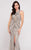 Terani Couture - 1811GL6411 Embellished Halter Slit Evening Dress In Silver and Gray