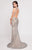 Terani Couture - 1811GL6411 Embellished Halter Slit Evening Dress In Silver and Gray
