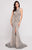 Terani Couture - 1811GL6411 Embellished Halter Slit Evening Dress In Silver and Gray
