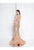 Terani Couture - 1811GL6452 Bedazzled Sheer Bateau Trumpet Dress In Brown