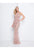 Terani Couture - 1811GL6454 Embellished Illusion Jewel Sheath Dress In Pink and Neutral